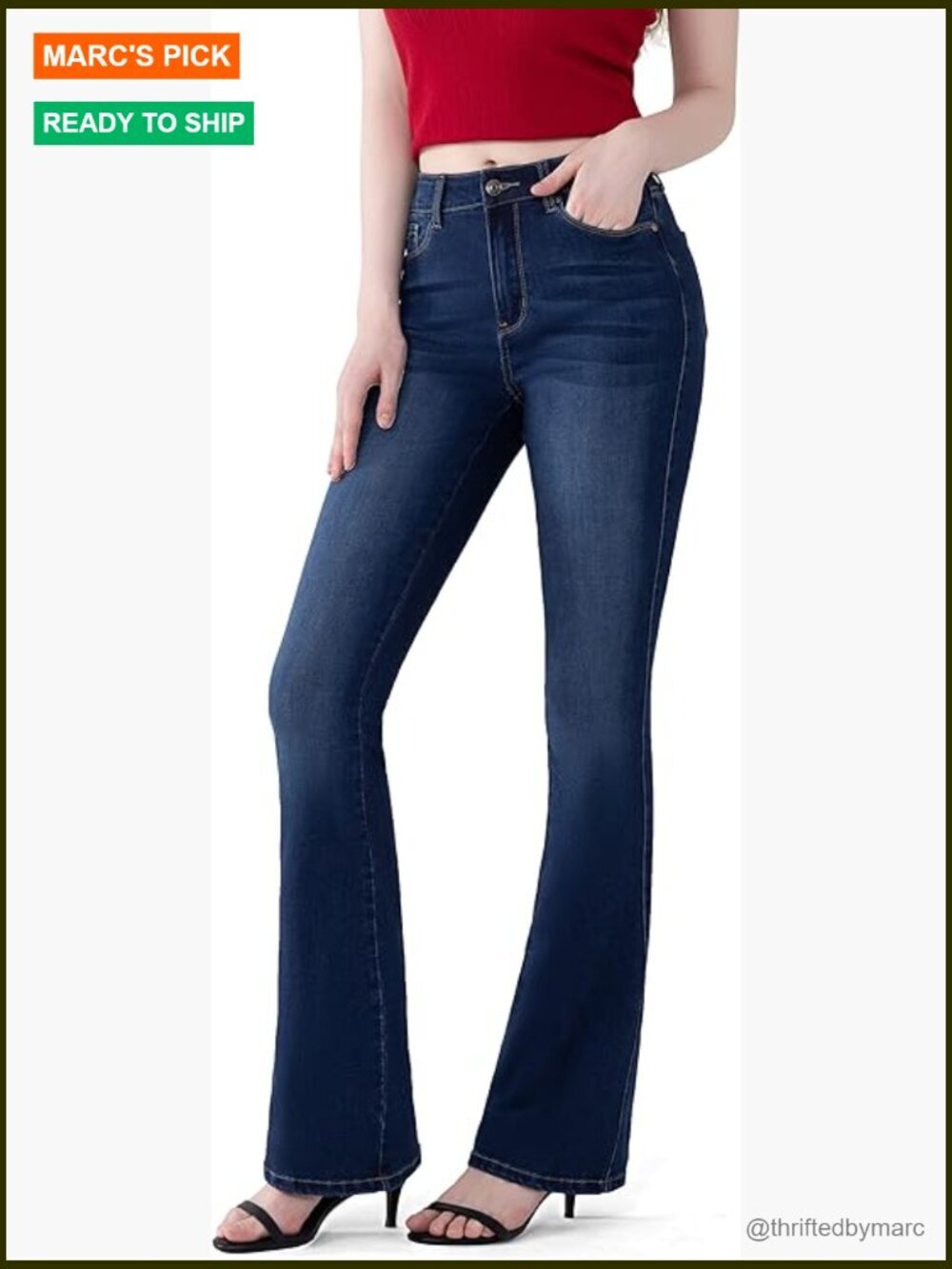 Curvy Stretch Bootcut Flare Denim Jeans High Rise Wide Leg
